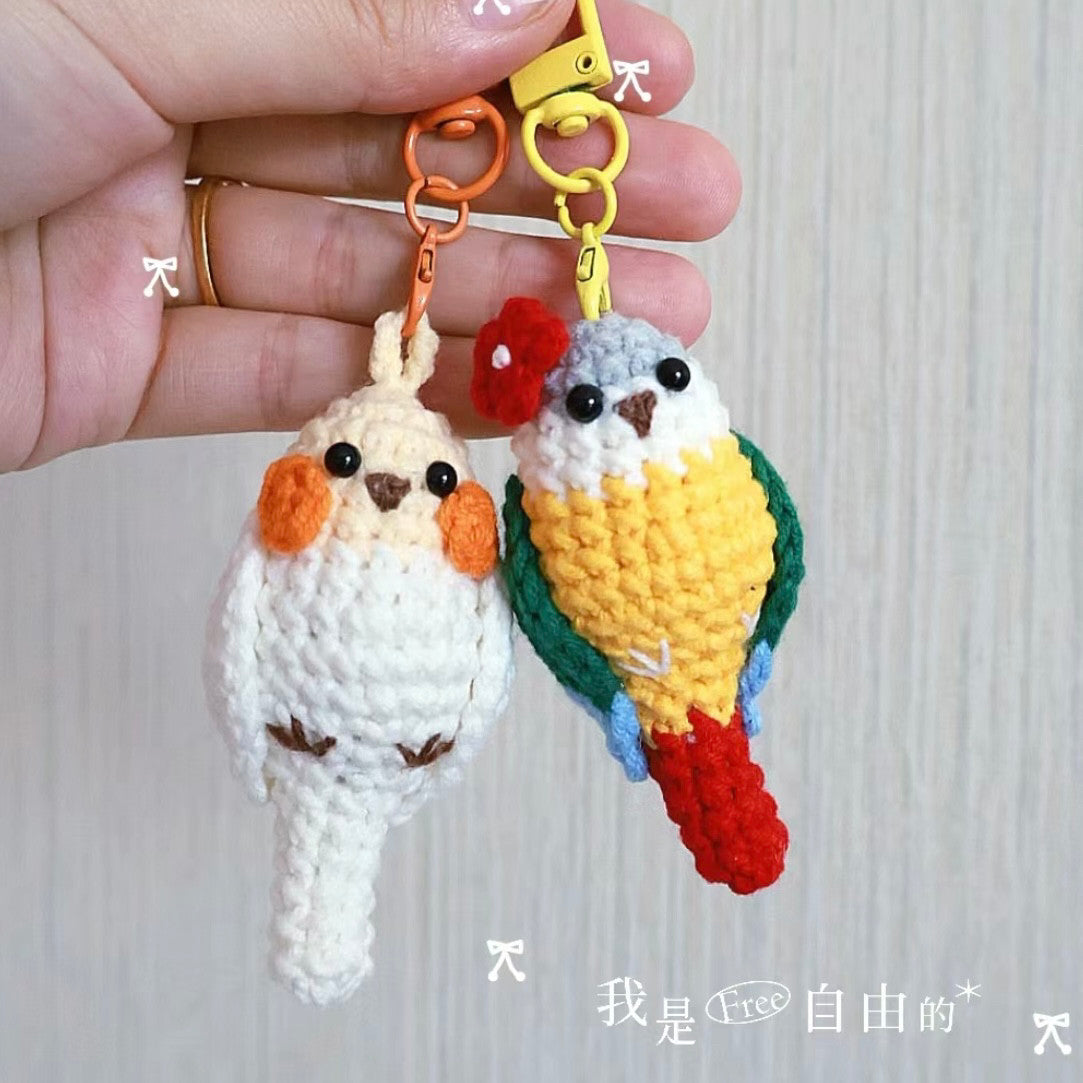 Beginner DIY craft kit,crochet hooks, cute realistic parrot pendant, keychain, gift.