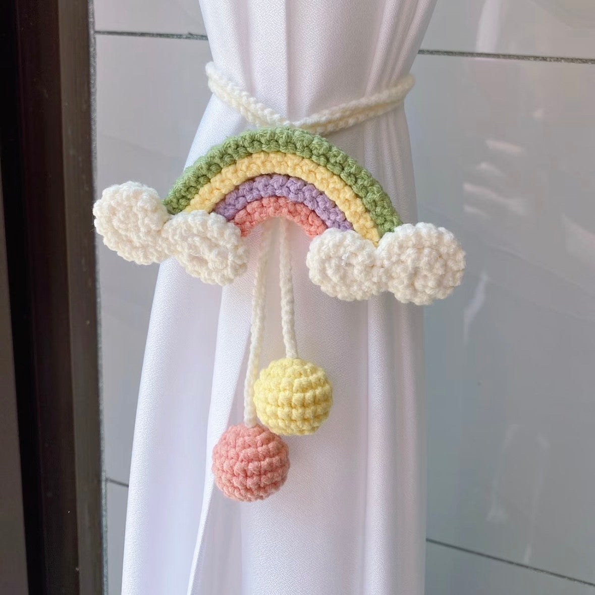 DIY DIY Dopamine Rainbow Wool Door Curtain Knitting Material Pack Crochet Crochet Cute Furniture Decorative Curtains