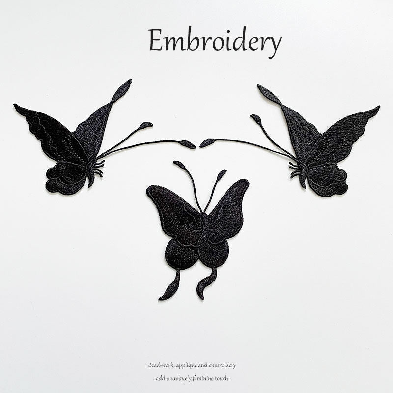 Black Butterfly Embroidery Patch