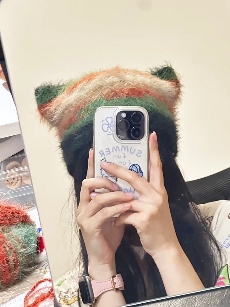 Hand-Knitted Wool Cat-Ear Hat — DIY Crochet Material Kit