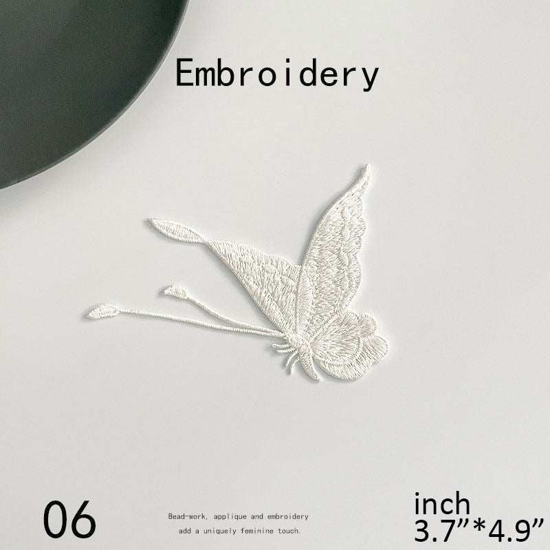 Pure White Butterfly Embroidered Patch