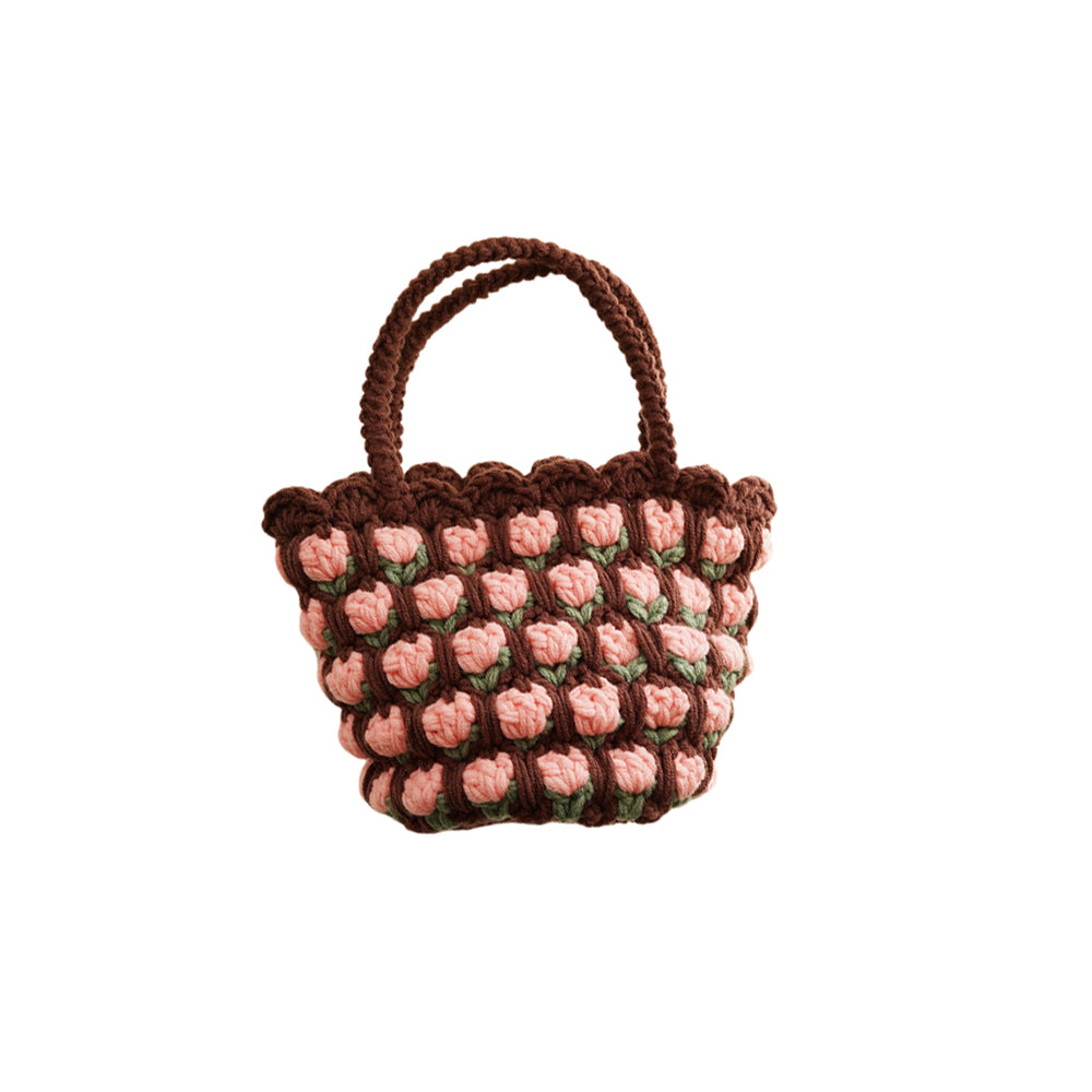 Tulip-shaped hand-knitted bag, crocheted bag, DIY material kit, homemade gift