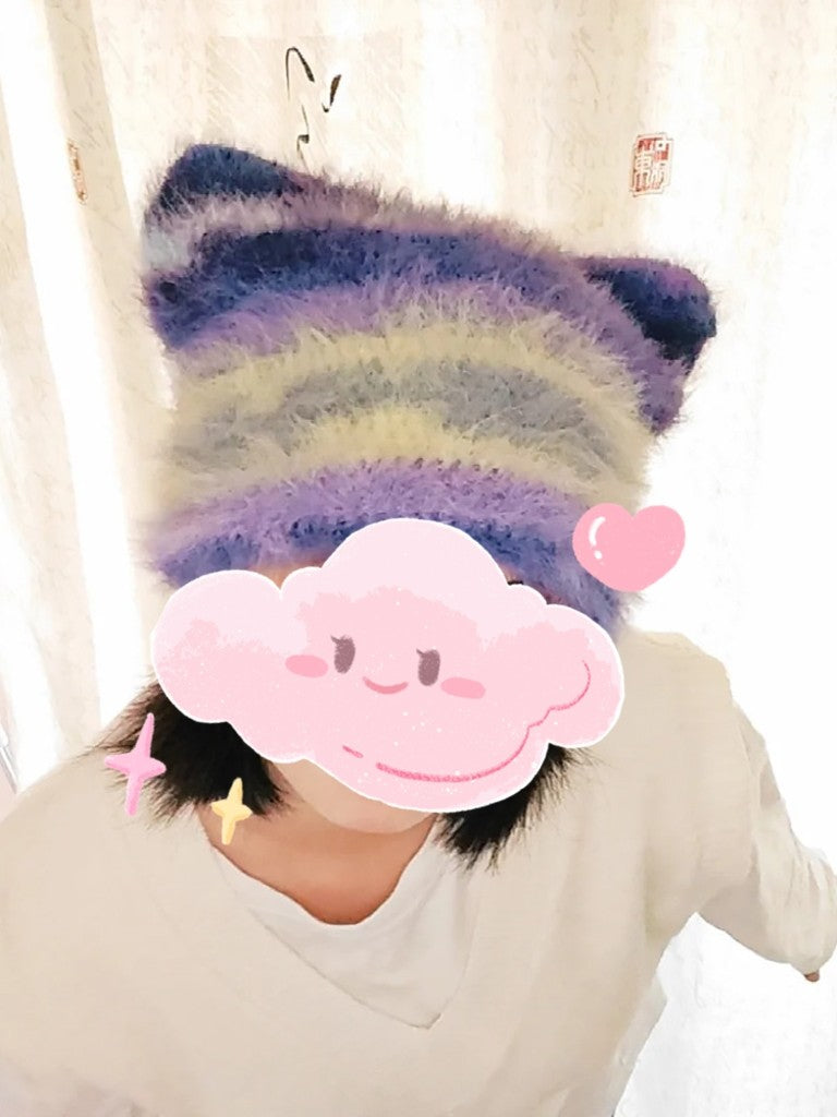 Hand-Knitted Wool Cat-Ear Hat — DIY Crochet Material Kit