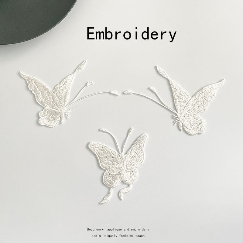 Pure White Butterfly Embroidered Patch
