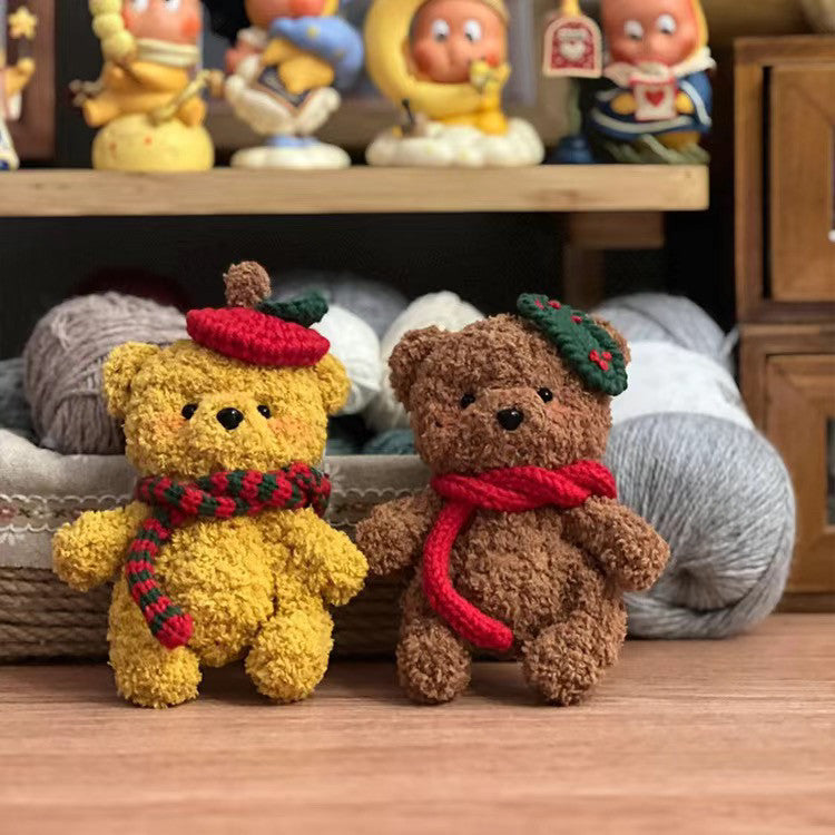Handmade New Year's gifts,cute bear and rabbit keychains, bag charms, crochet dolls, yarn DIY material kit