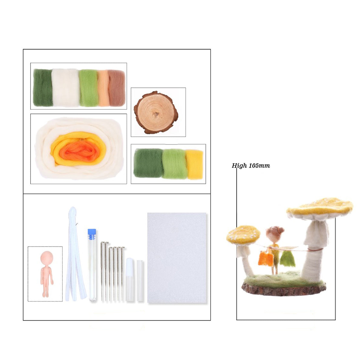 Mushroom Needle Felting Kit