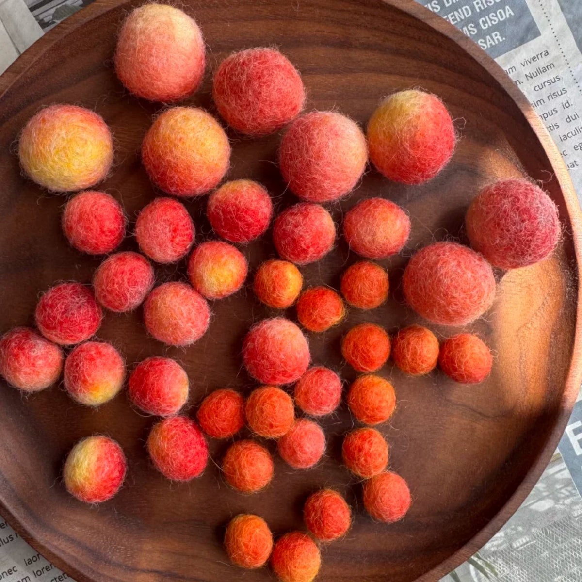 Gradient Dyed Multicolor Handmade Solid Pure Wool Felt Balls