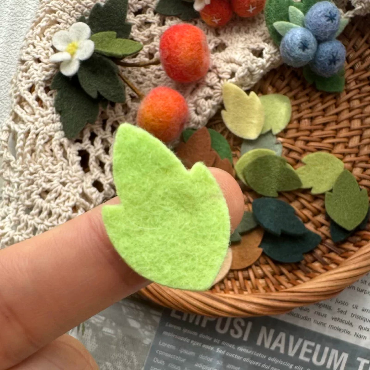 Colorful Pure Wool Felt Leaf Pieces