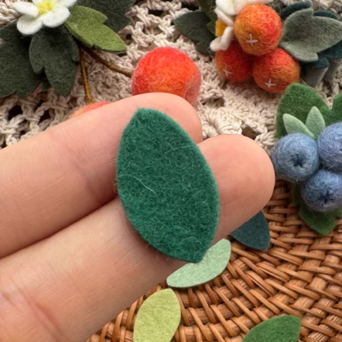 Small Pointed Pure Wool Felt Leaves