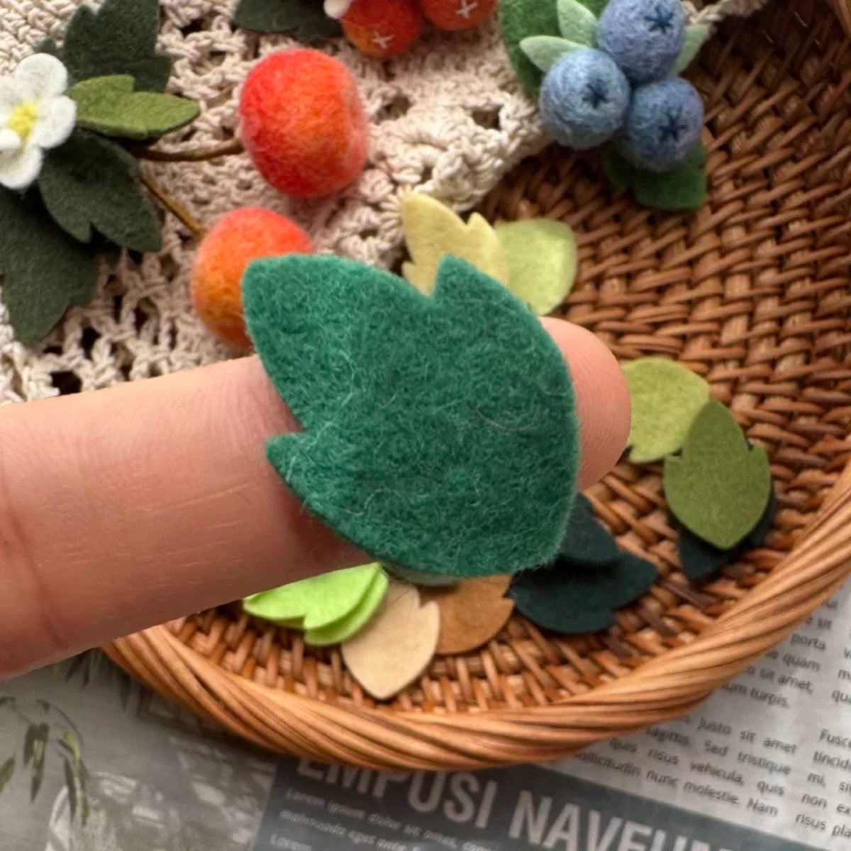 Colorful Pure Wool Felt Leaf Pieces