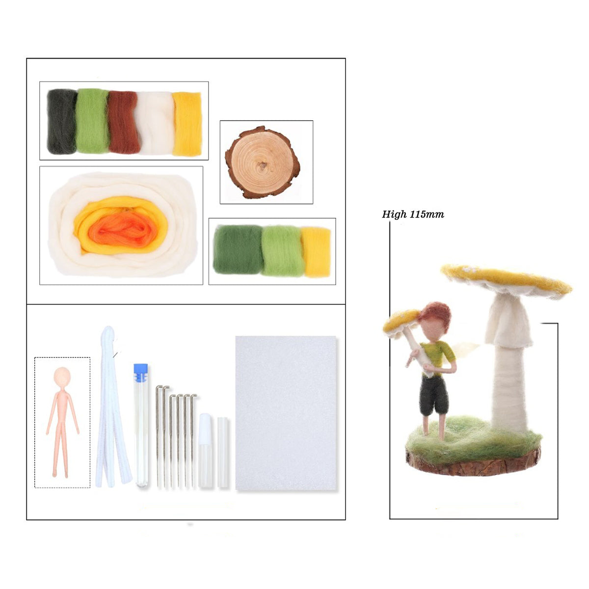 Mushroom Needle Felting Kit