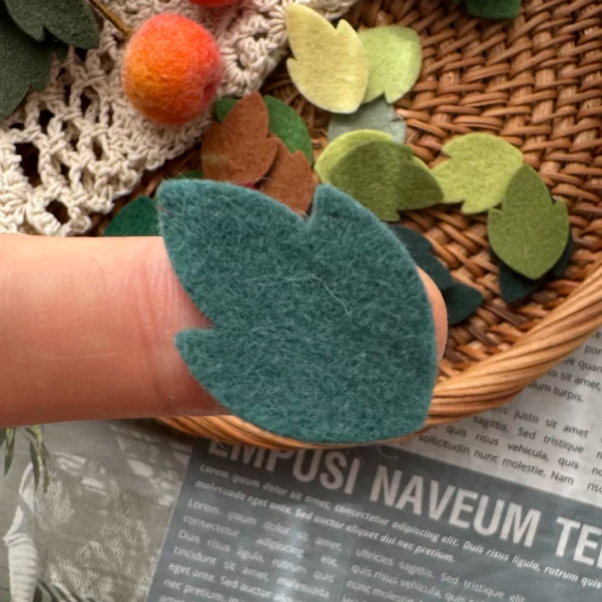 Colorful Pure Wool Felt Leaf Pieces