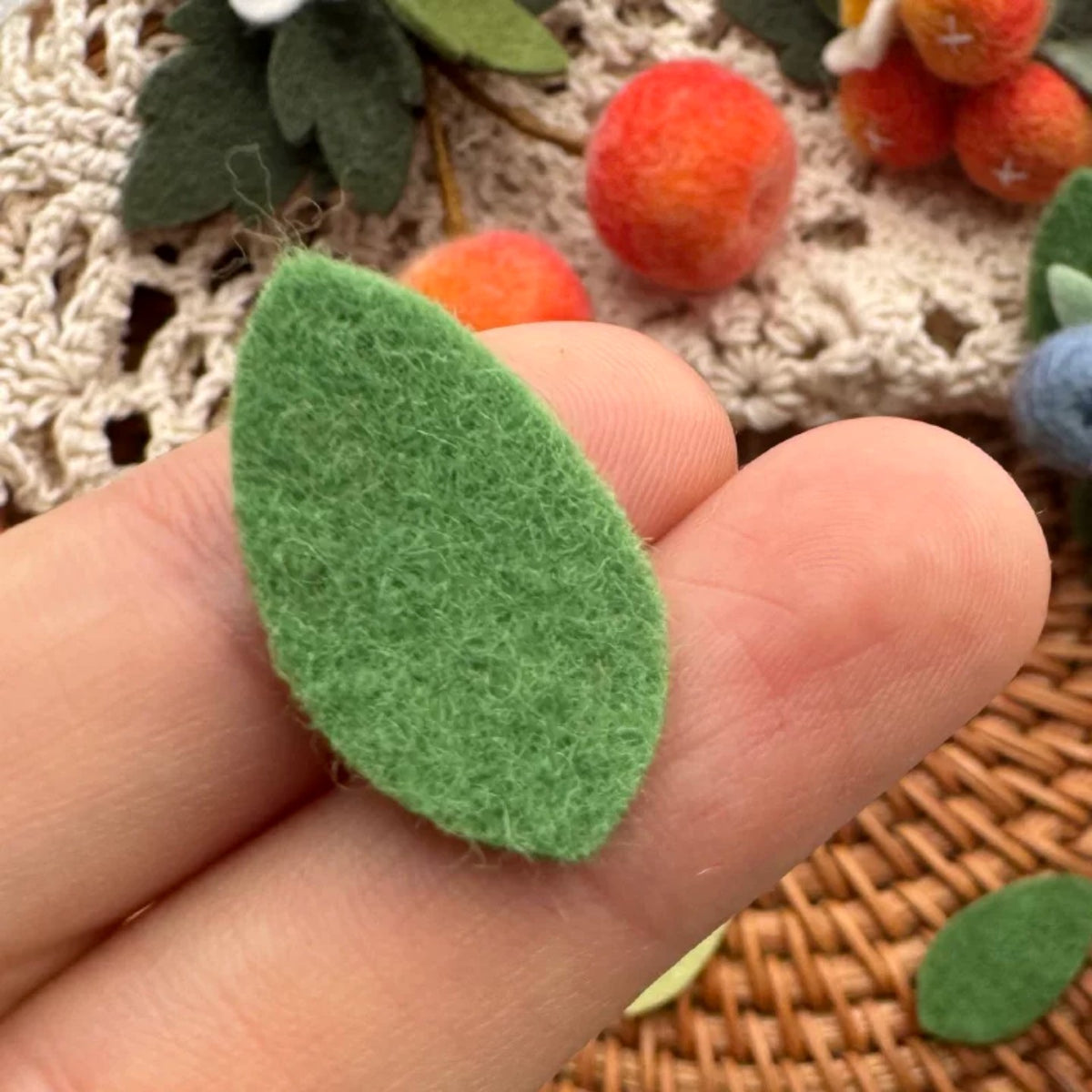 Small Pointed Pure Wool Felt Leaves