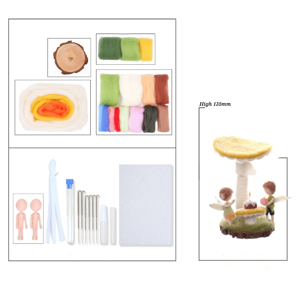 Mushroom Needle Felting Kit
