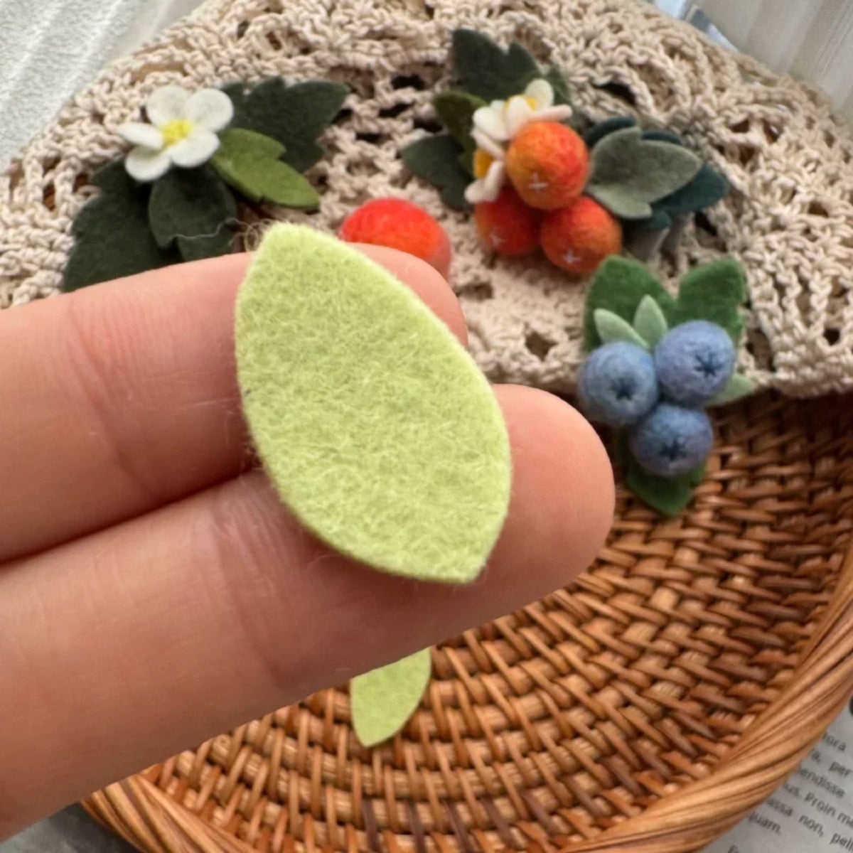 Small Pointed Pure Wool Felt Leaves