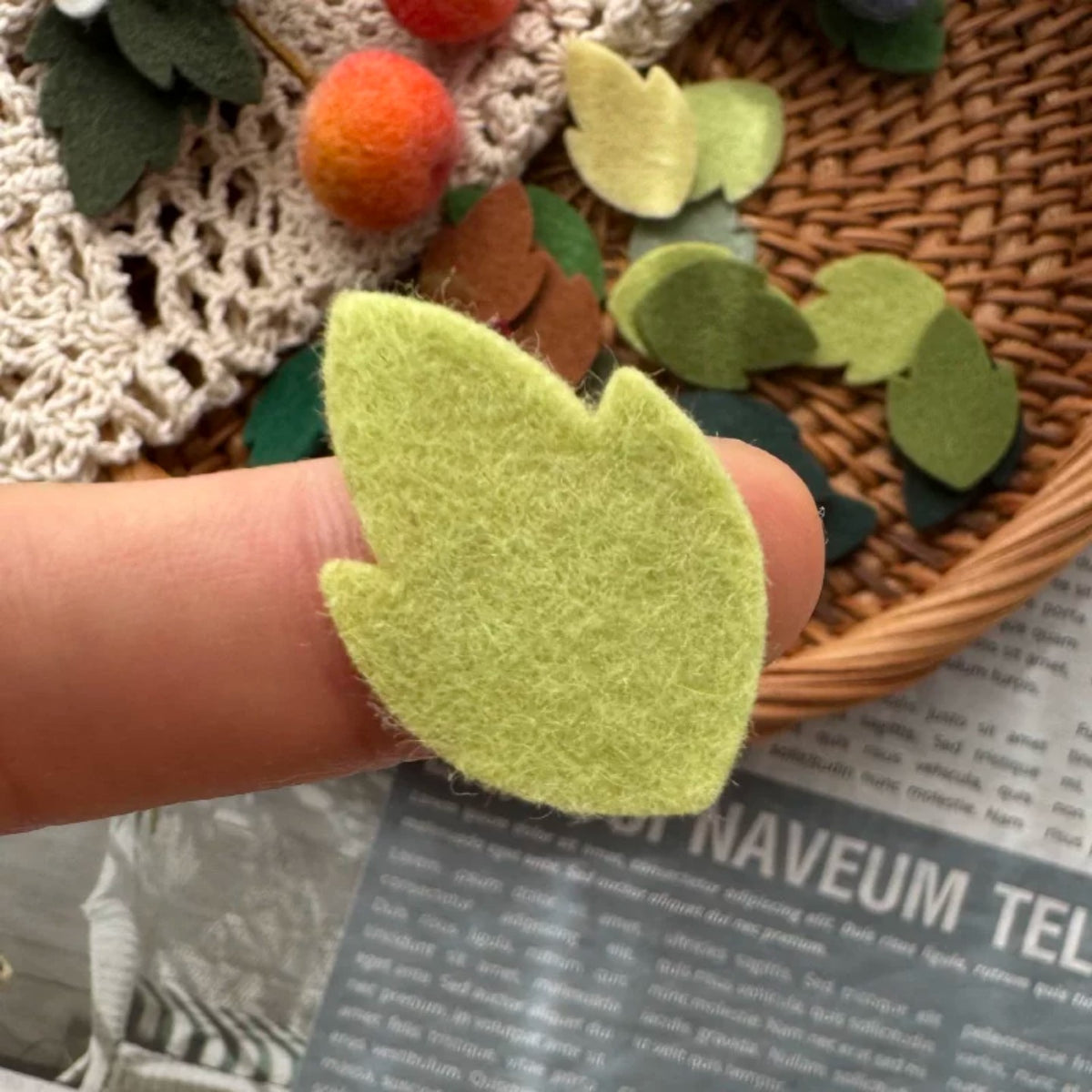 Colorful Pure Wool Felt Leaf Pieces