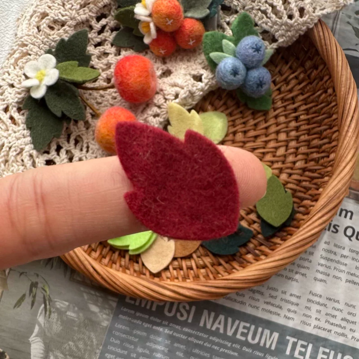 Colorful Pure Wool Felt Leaf Pieces