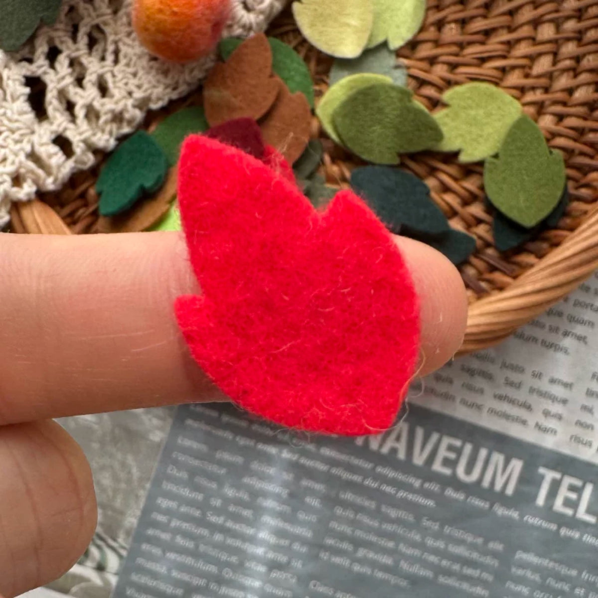 Colorful Pure Wool Felt Leaf Pieces