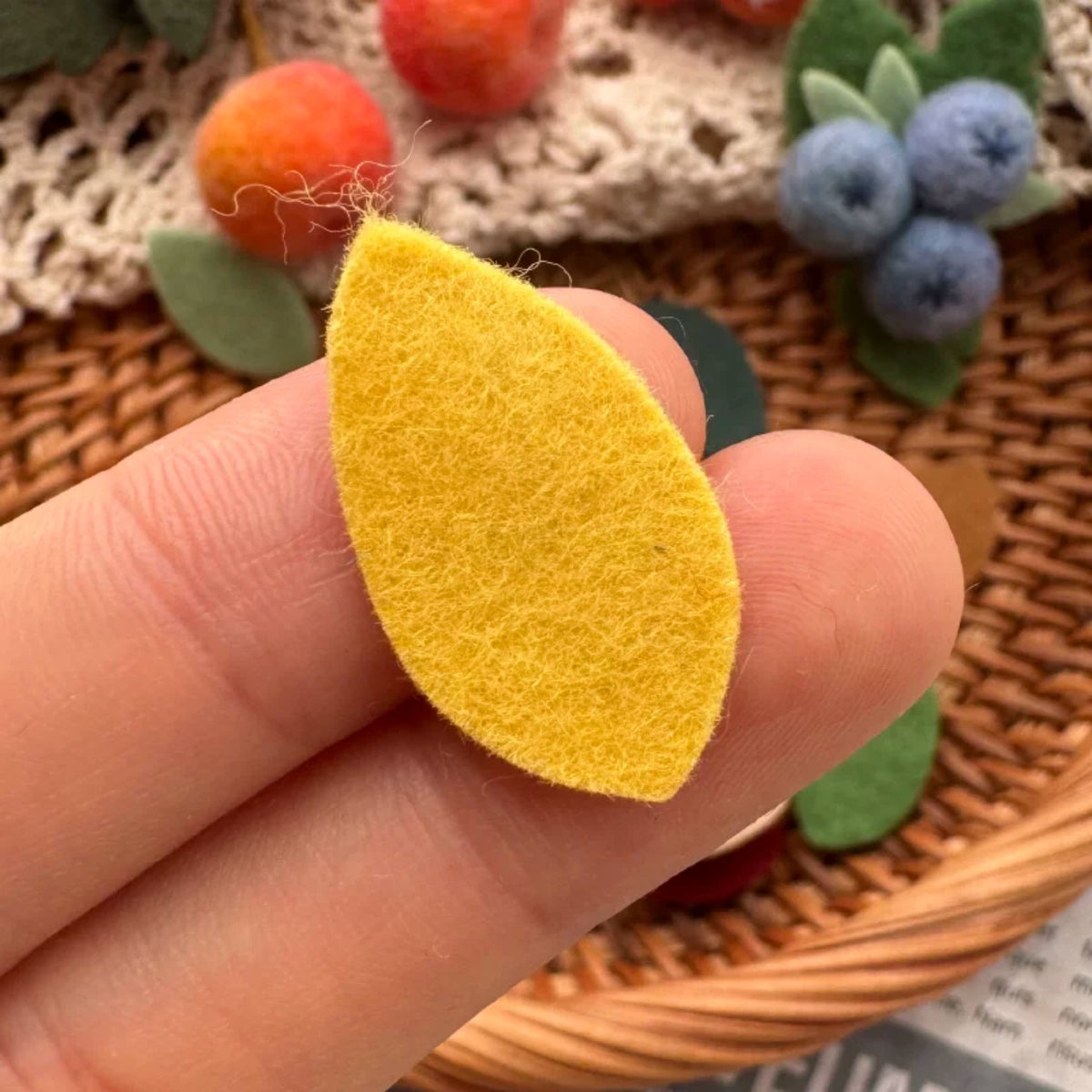 Small Pointed Pure Wool Felt Leaves