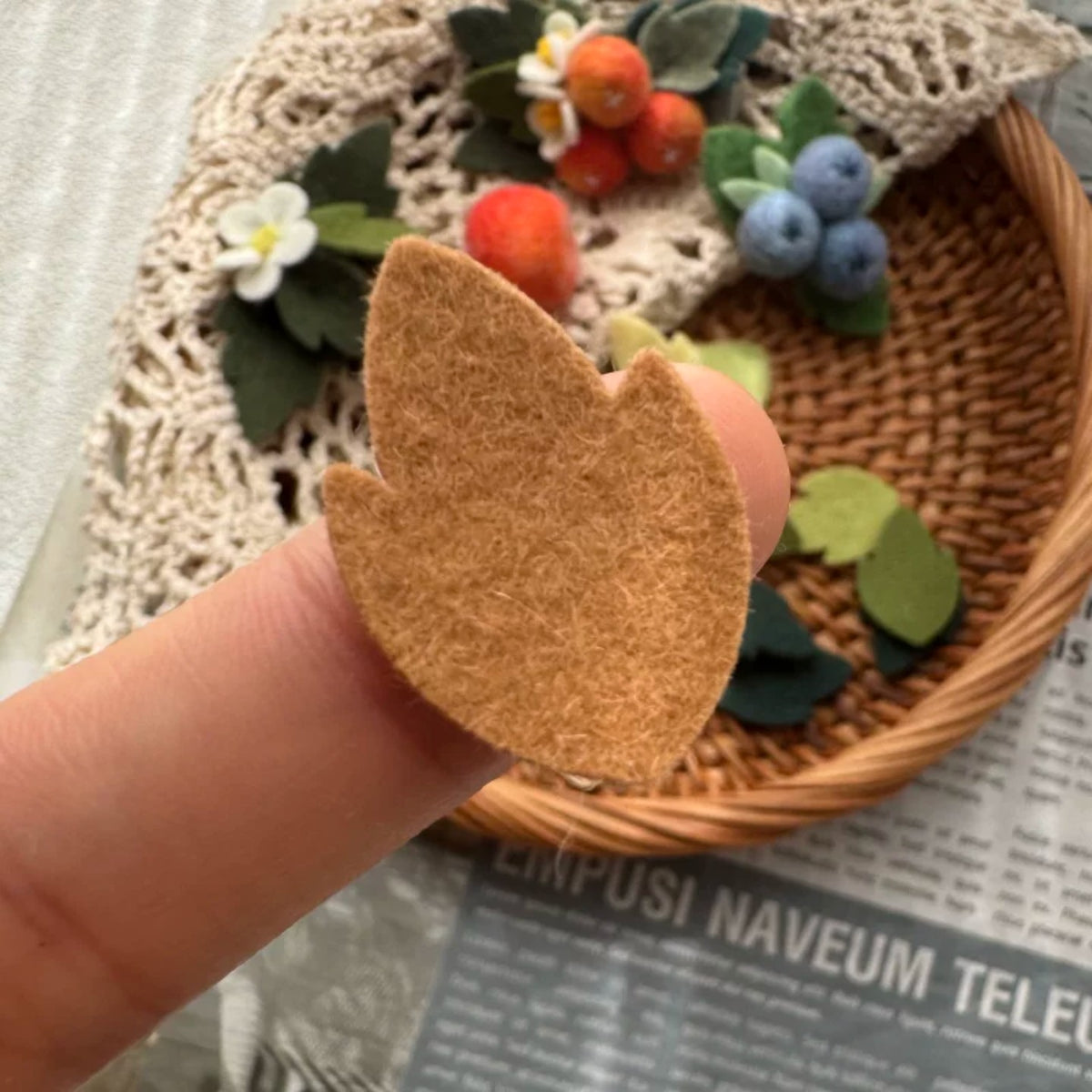 Colorful Pure Wool Felt Leaf Pieces