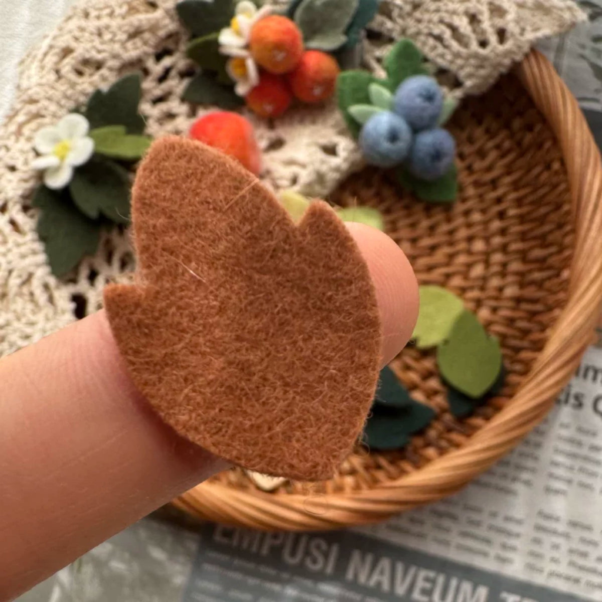 Colorful Pure Wool Felt Leaf Pieces
