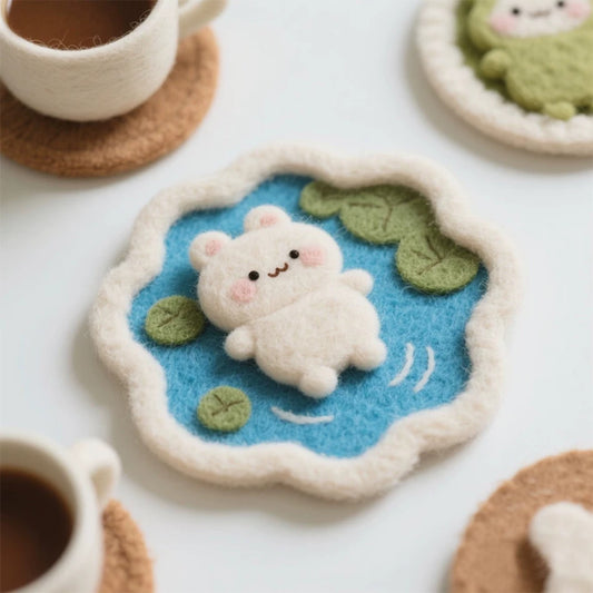 Cute Pond Animal Felting Coaster Kit