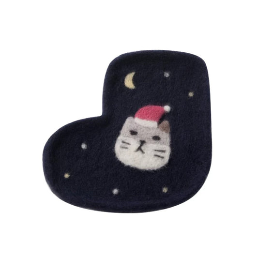 Christmas Cat Felt Coaster Kit with Holiday Decorations