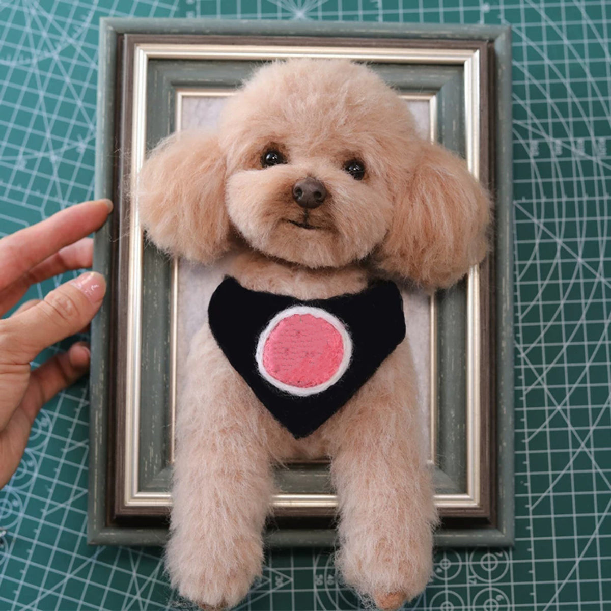 Custom Needle Felted Pet Memorial Portrait Frame