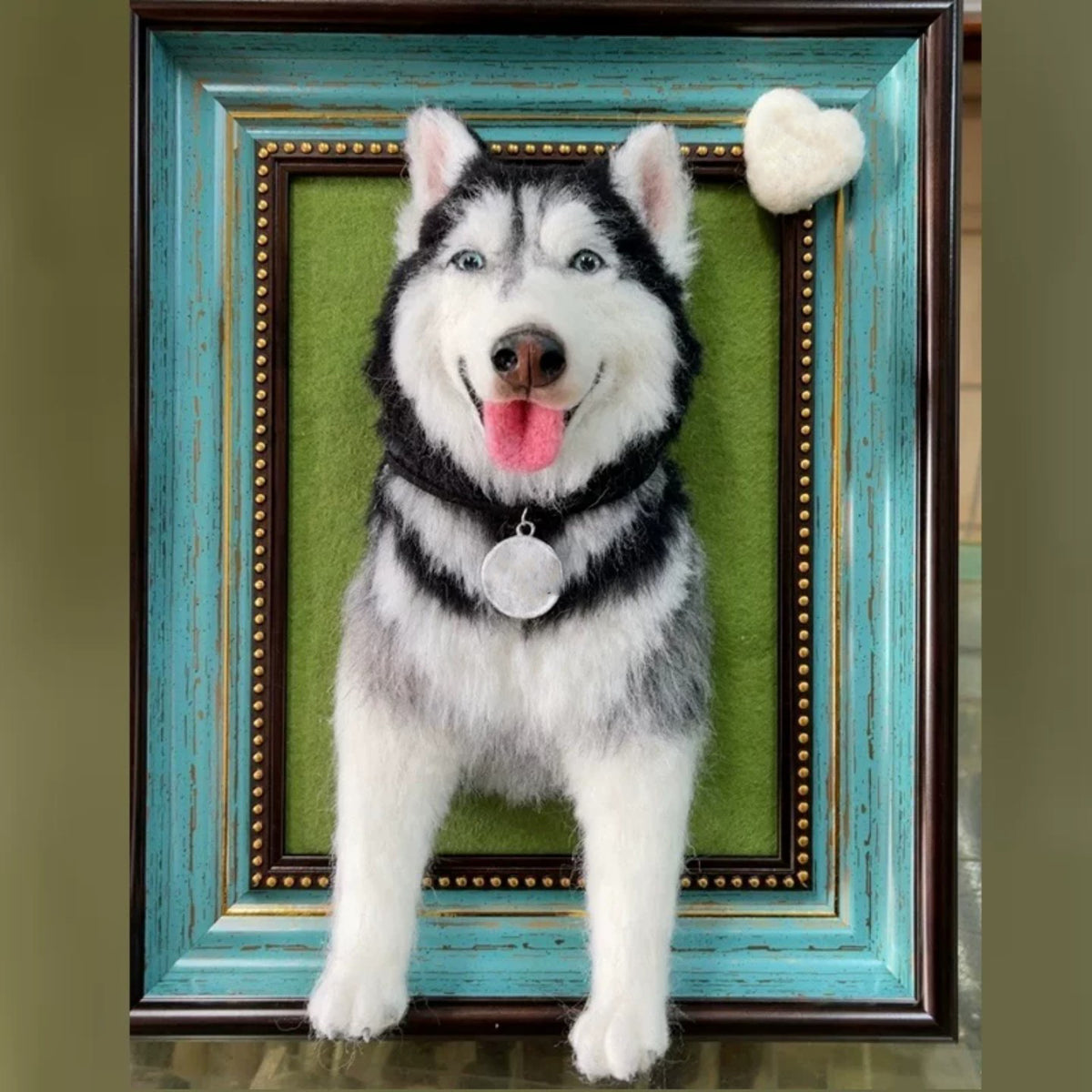 Custom Needle Felted Pet Memorial Portrait Frame