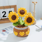 Hand-Woven Flower Bouquet DIY Kit — Featuring Miniature Potted Lotus, Sunflowers, and Handcrafted Crocheted Roses