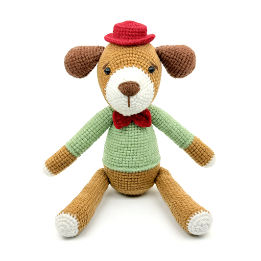 Handmade Crochet Dog Plush Toy - Amigurumi Puppy in Sweater Baby Gift