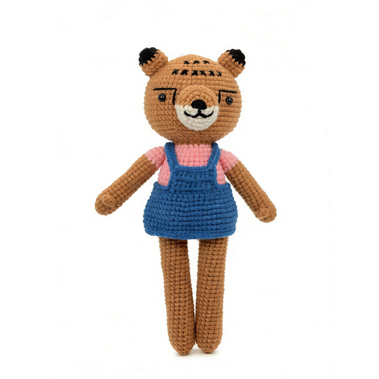 Handmade Crochet Tiger Plush Toy - Amigurumi Safari Animal Baby Gift