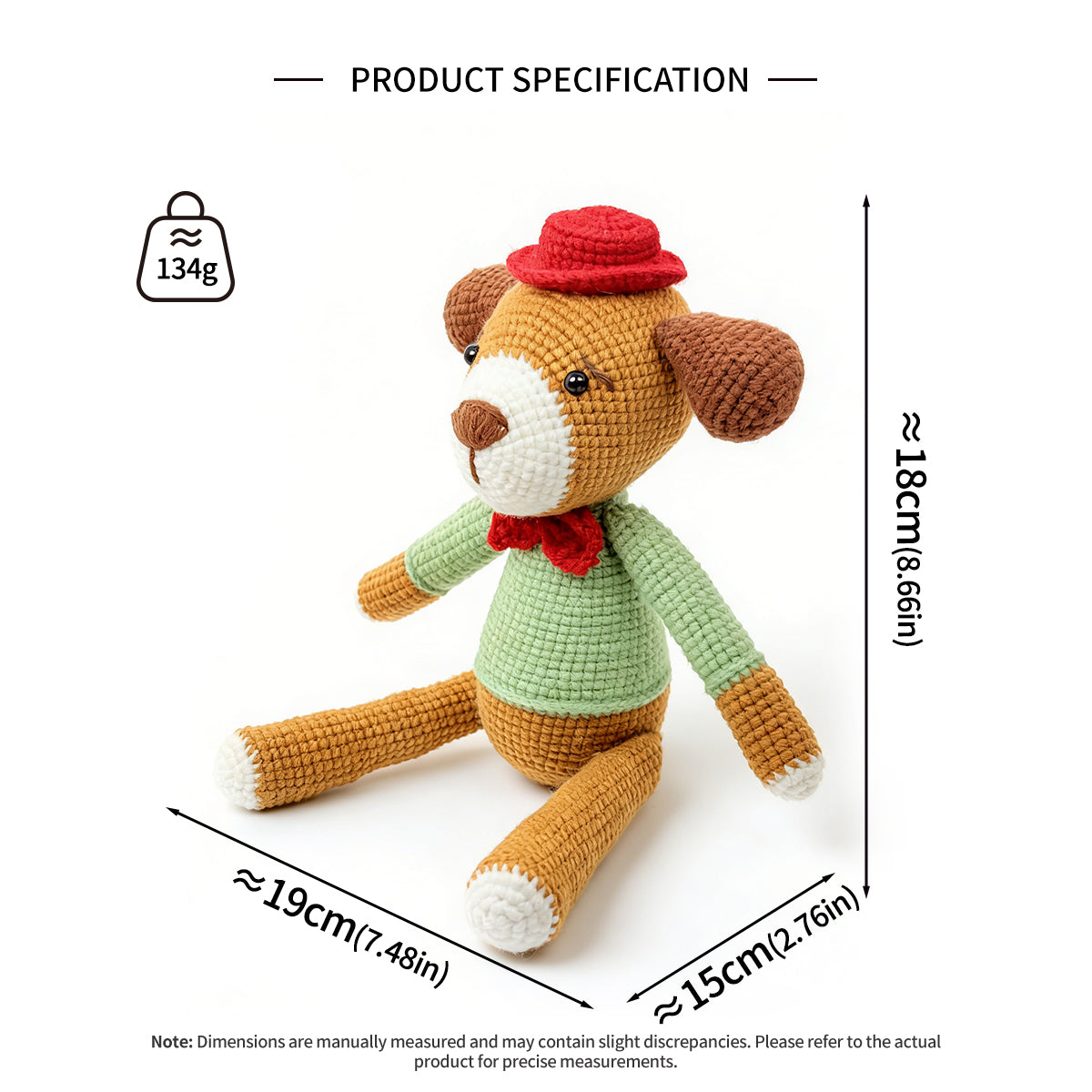 Handmade Crochet Dog Plush Toy - Amigurumi Puppy in Sweater Baby Gift