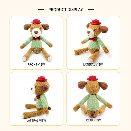 Handmade Crochet Dog Plush Toy - Amigurumi Puppy in Sweater Baby Gift