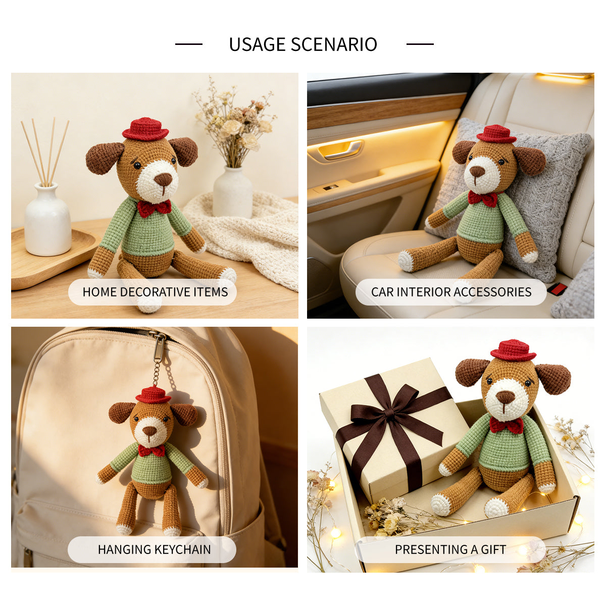 Handmade Crochet Dog Plush Toy - Amigurumi Puppy in Sweater Baby Gift